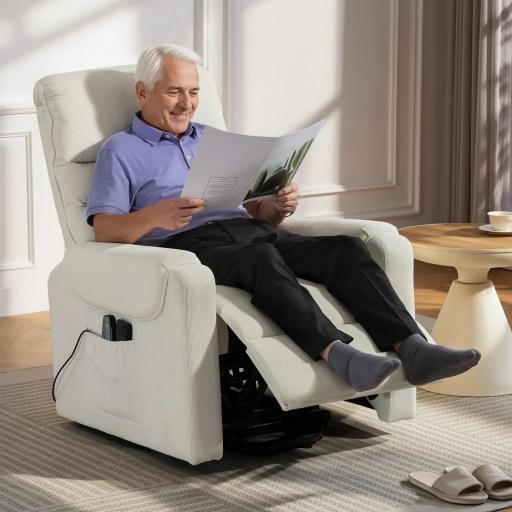 Sillón Levanta Personas con 8 Punto de Masaje Reposapiés Mando a Distancia y Bolsillo Lateral 83x92x110 cm Beige [7]