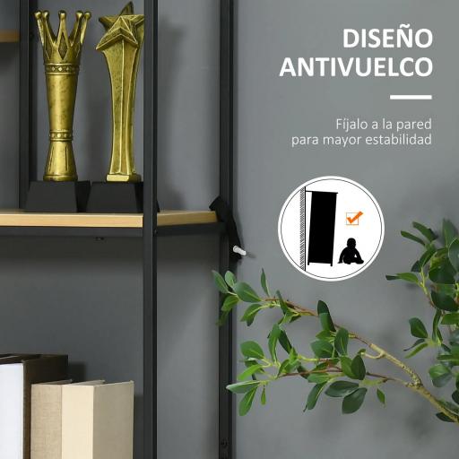 Estantería Estilo Industrial de 5 Niveles Mueble Estantes Almacenaje con 2 Cajones y Marco de Metal 80x30x170,5 cm Roble [4]