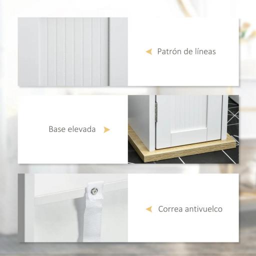 Armario de Baño con Soporte para el Papel Higiénico y Armario de 3 Compartimentos 20x20x80 cm Blanco [5]