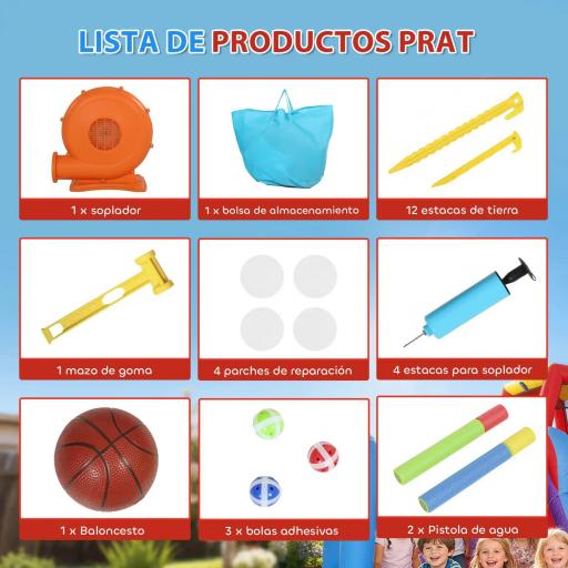 Castillo Hinchable para Niños con Soplador Tobogán Trampolín Piscina Pilar de Boxeo y Aro de Baloncesto 277x270x215 cm [4]
