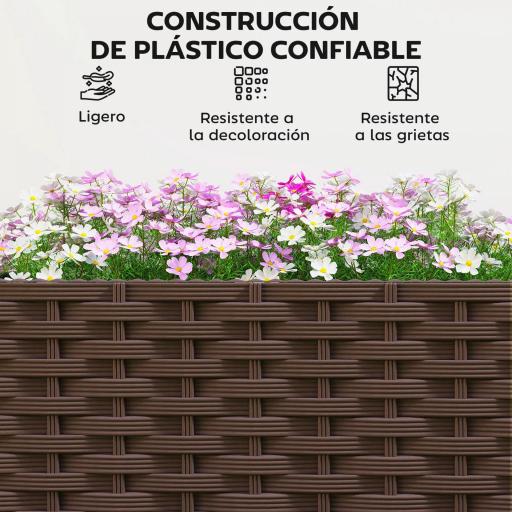 Jardinera Elevada con 6 Ruedas Riego Automático y Drenaje Macetero Exterior para Jardín 80x40x43 cm Marrón [5]