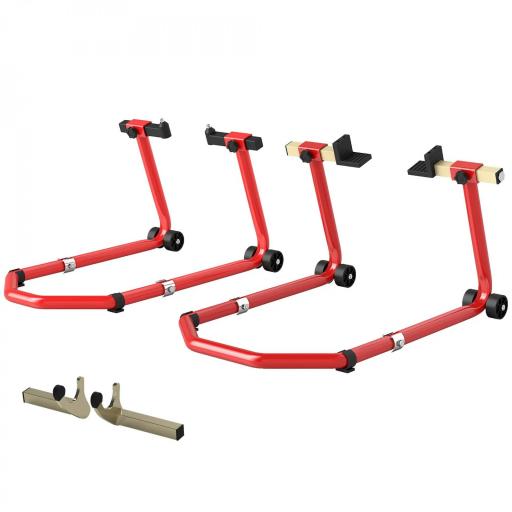 Combo de Soporte de Rueda Delantera y Trasera Motocicleta Carga 390 kg con Adaptadores de Horquillas en U y L Ruedas [10]