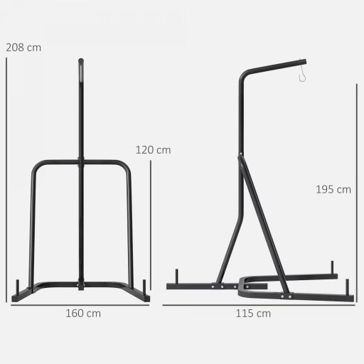 Soporte para Sacos de Boxeo con Marco de Acero Carga de 60 kg para Entrenamiento en Gimnasio Hogar Negro [1]