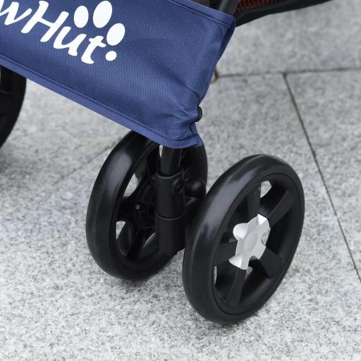 Cochecito para Perros Pequeños Plegable con Cesta de Almacenaje Capota Ajustable y 2 Ruedas Universales 81x48x99 cm Azul [7]