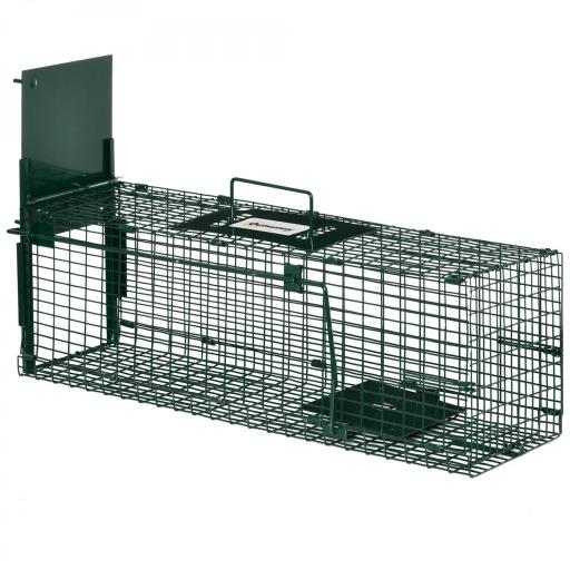 Trampa para Animales Vivos con Puerta Jaula de Captura Metálica con Asa para Conejos Visones Pequeños 60x18x20 cm Verde Oscuro [8]