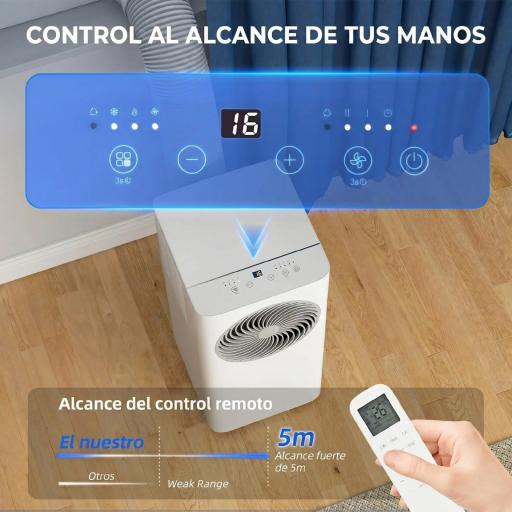 Aire Acondicionado Portátil 9000 BTU 4 en 1 Enfriamiento Deshumidificador Ventilador Modo de Sueño para 33 m² Blanco [4]