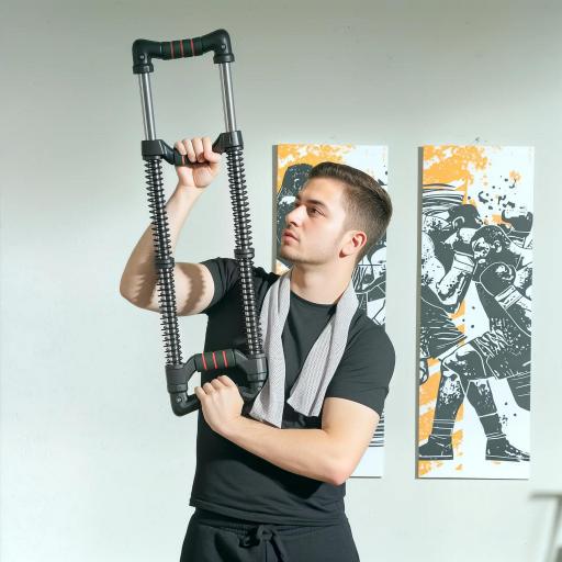 Expansor de Pecho con Resistencia Ajustable de 10-50 kg para Desarrollo Muscular de Brazos 80x22x5 cm Negro [5]