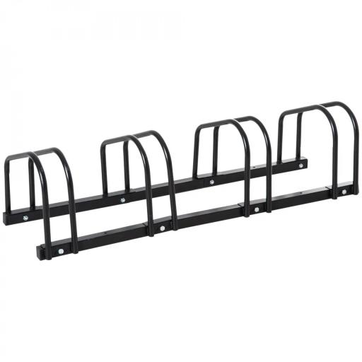 Aparcamiento para 4 Bicicletas Soporte de Acero para Aparcar Bicicletas en el Suelo o Pared 110x33x27 cm Negro [8]
