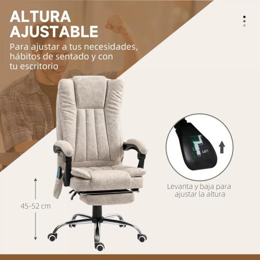 Silla de Oficina con 6 Puntos de Masaje Ajustable con Función Calefacción Reposapiés Retráctil y Control Remoto Crema [7]