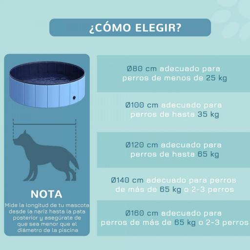 Piscina Plegable para Perros Gatos Ø100x30 cm Bañera Portátil para Mascotas PVC Antideslizante Múltiples Usos Color Azul [3]
