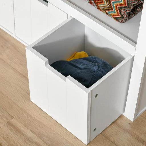 Aparador de Salón con 3 Cajones Extraíbles y Estantes Abiertos para Libros Juguetes Armario Auxiliar de Almacenamiento para Dormitorio Cocina 102x33x61,5 cm Blanco [4]