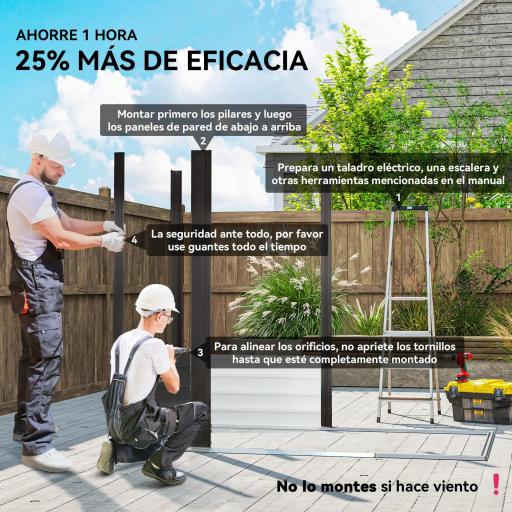 Caseta de Jardín Exterior 190x131x188 cm Cobertizo Metálico con 2 Ventilaciones y Puerta para Herramientas Gris [2]