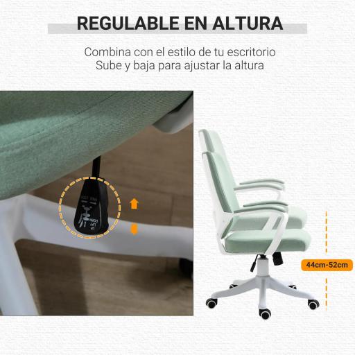 Silla de Escritorio Giratoria Silla de Oficina Basculante con Reposabrazos y Altura Ajustable 62x69x92-100 cm Verde [2]
