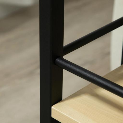 Mesa Auxiliar con Ruedas Mesa Lateral en Forma de C con 2 Estantes Estilo Moderno 60x34,5x64,5 cm Natural [7]