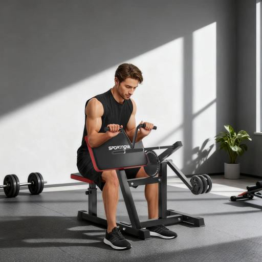 Máquina de Bíceps y Tríceps 2 en 1 Banco de Curl Predicador con Asiento y Apoyo de Codo Ajustables para Gimnasio Casa