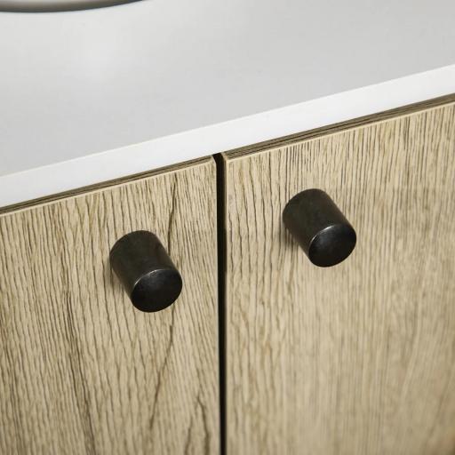 Mueble para Debajo del Lavabo Armario Bajo con 2 Puertas Estante y Patas de Acero 60x30x60 cm Roble y Blanco [9]