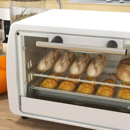 Horno Eléctrico Sobremesa 10L 750W Horno Eléctrico Pequeño Temperatura 230 ℃ y Temporizador 36,5x26x22 cm Blanco [6]