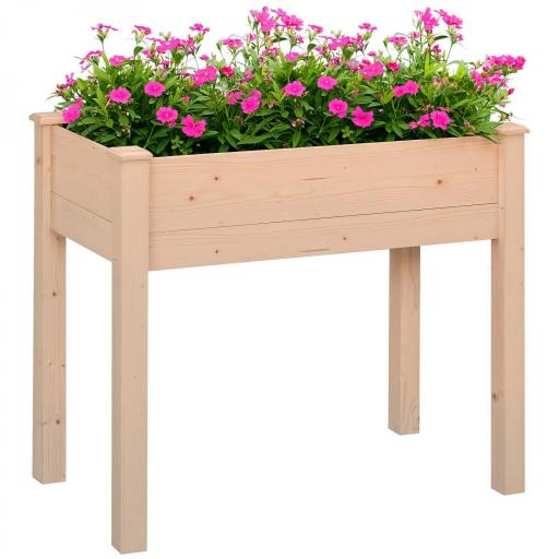 Huerto Urbano Elevado de Madera 86x46x76 cm con Tela no Tejida para Cultivos Plantas Flores Natural [8]
