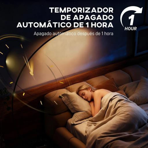 Lámpara de Pie Forma Arco con Brillo y Temperaturas de Color Ajustables 3000K-6500K Mando a Distancia Magnético Plata [3]