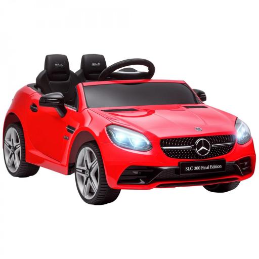 Coche Eléctrico para Niños de +3 Años Mercedes SLC 300 con Batería 12V Mando a Distancia Faros LED Bocina Música Rojo [10]