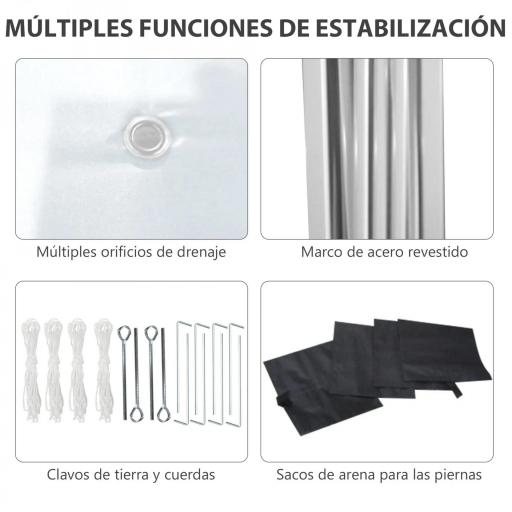Carpa Plegable Pop-up 3x3 m con 2 Paredes Laterales Anti-UV Altura Ajustable Sacos de Arena y Bolsa de Transporte Blanco [3]
