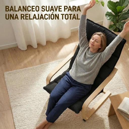 Sillón de Salón Moderno con Respaldo Alto Acolchado Patas de Madera y Tapizado en Terciopelo 67x83x105 cm Negro [7]