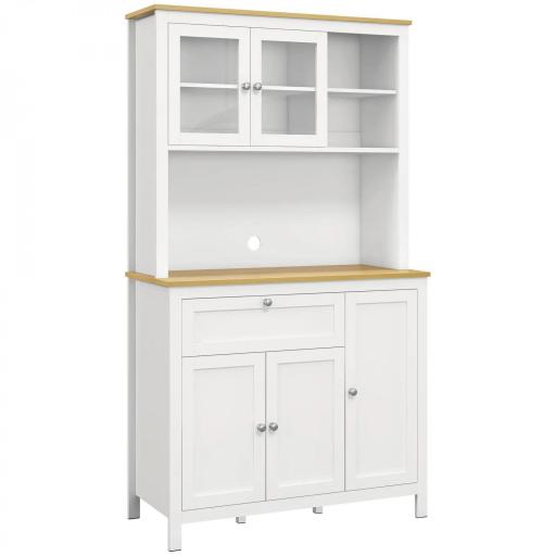 Alacena de Cocina Mueble Auxiliar de Cocina con 5 Puertas Estante Ajustable y Encimera de Microondas 100x40x180cm Blanco [8]