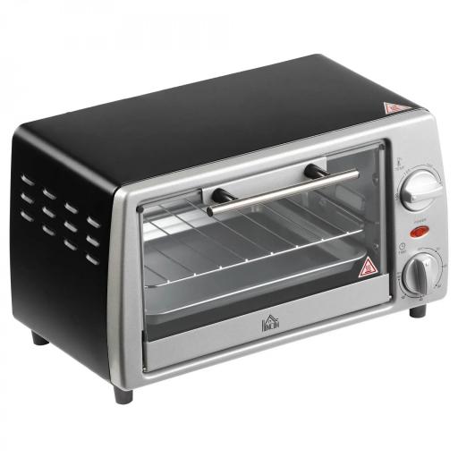 Horno Eléctrico Sobremesa 10 Litros 750W Horno Eléctrico Pequeño con Temperatura hasta 230 ℃ Temporizador 60 Minutos Bandeja y Rejilla 36,5x26x22 cm Plata [8]