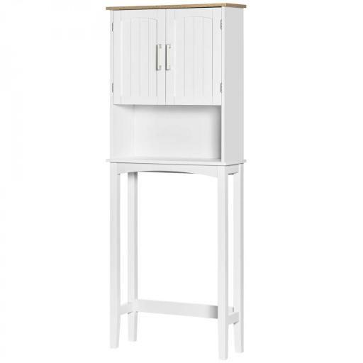 Mueble sobre Inodoro Armario Alto para Lavadora con Balda Interior Ajustable para Baño WC 64x22x165 cm Blanco [9]