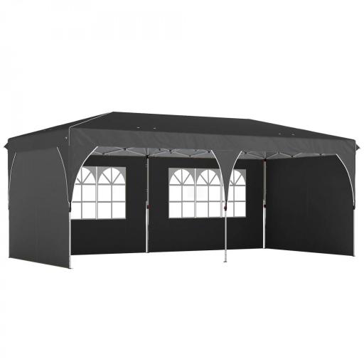 Carpa Plegable 6x3 m con Tiras Reflectantes UPF 50+ Fácil Montaje Sistema Central de Bloqueo Impermeable Gris Oscuro [7]