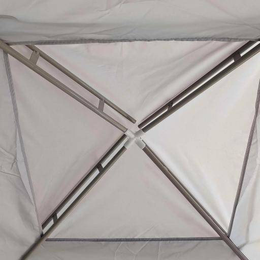 Carpa de Jardín 3x3 m Cenador Gazebo con 4 Mosquiteras Laterales Techo Doble 8 Orificios de Drenaje Marco de Metal Gris [7]