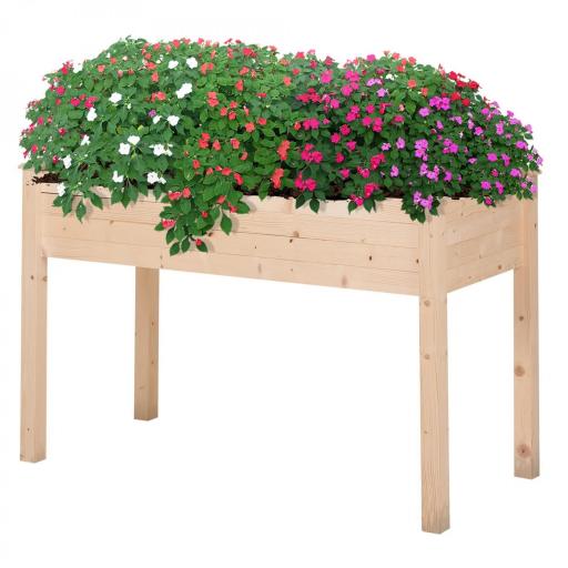 Huerto Urbano Elevado de Madera 122,5x56,5x76 cm con Tela no Tejida para Cultivos Plantas Flores Natural [9]