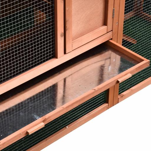 Conejera de Exterior Hecha de Madera Jaula para Conejos Dos Niveles con Techo Puerta y Ventana Bandeja Extraíble y Lavable Alta Comodidad Gran Espacio 144x64.5x100cm [6]