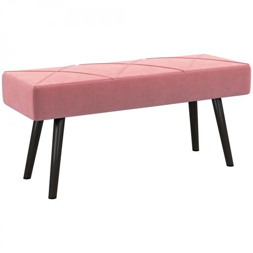Taburete Pie de Cama Multifuncional con Pies de Acero y Asiento Acolchado para Entrada Pasillo 100x36x45 cm Rosa [9]