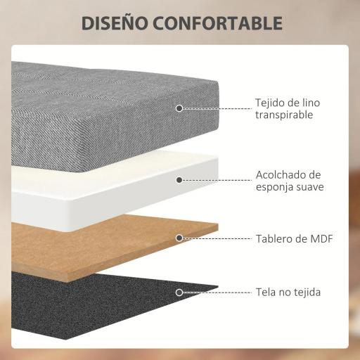 Baúl de Almacenaje para Dormitorio Plegable 84L Tapizado de Lino Sintético con Tapa para Salón 76x38x38 cm Gris Claro [4]