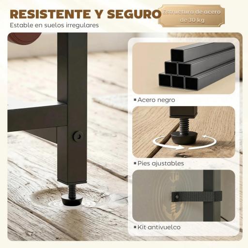 Mueble de Bar para Vinos con Soporte de Copas y Cajón Botellero para 12 Botellas con Estante Abierto Marrón Rústico [3]