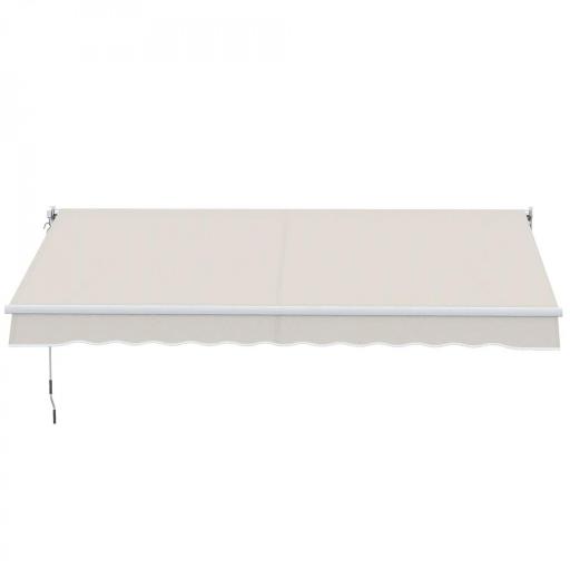 Toldo de Pared Apertura Manual de Aluminio y Poliéster UV50+ para Exterior con Manivela 200x295 cm Blanco Crema [4]