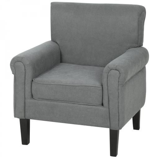 Butaca de Salón Tapizada en Tela Sillón Relax con Reposabrazos Asiento Extraíble para Dormitorio 79x72,5x88 cm Gris [8]