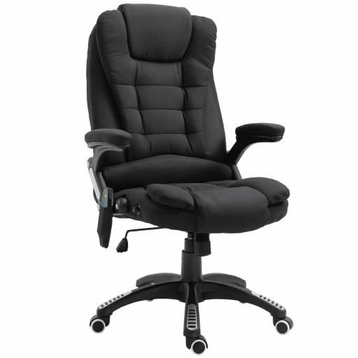 Silla de Masaje con 6 Puntos de Masaje con Función de Calefacción Altura Ajustable y Ruedas 68x72x110-120 cm Negro [10]