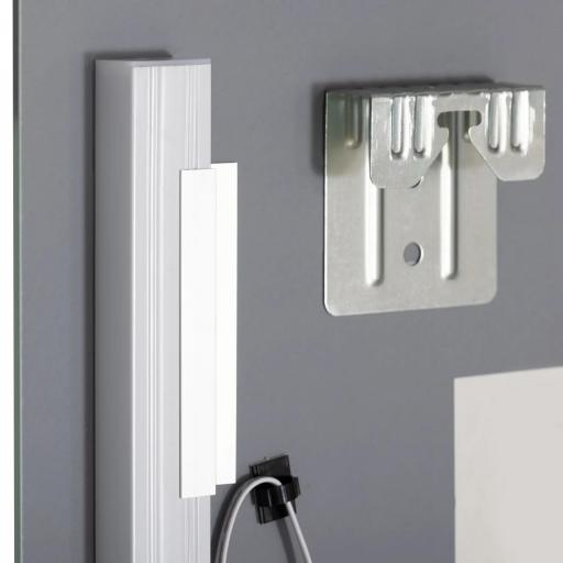 Espejo de Baño con Luces LED 70x50 cm Interruptor Táctil Iluminación Regulable y Estante de Vidrio Plata [2]