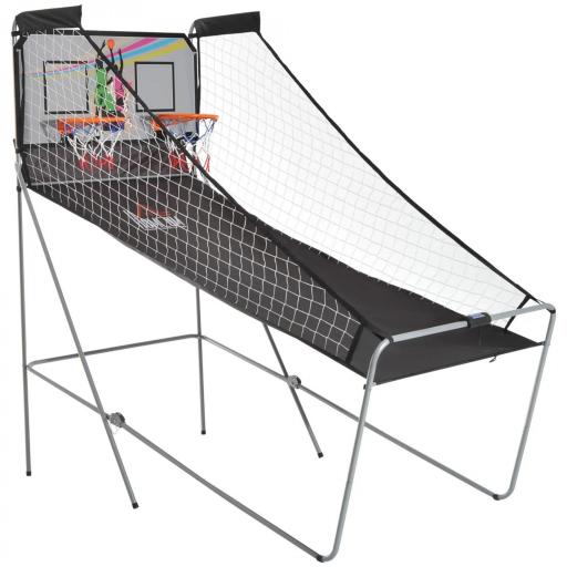 Juego de Canastas Plegable, Máquina de Baloncesto Juguete Contador y Marcador Electrónico, con Soporete de Acero, Red, Cesta de Baloncesto, 4 Baloncestos, 205x110x205 cm [9]