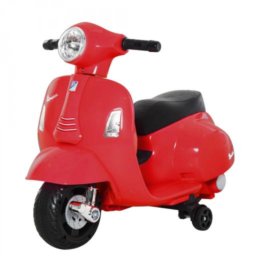 Moto Eléctrica Vespa para Niños de 18-36 Meses Moto de Batería 6V con Faro Bocina y 4 Ruedas Motocicleta Infantil con Licencia 66,5x38x52 cm Rojo [8]