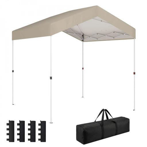 Carpa Plegable 2,4x2,4 m Pop-up UPF50+ Bloqueo Central Altura Ajustable Bolsa de Transporte Sacos Arena Beige [9]