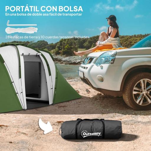 Tienda de Campaña para de 4-6 Personas con 2 Dormitorios Tienda de Camping Impermeable 3000 mm 555x225x190 cm Gris Verde [3]