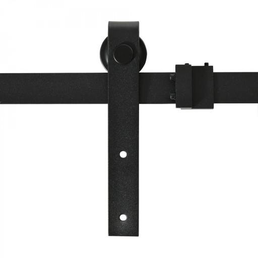 Mini Herraje para Puerta Corredera 200 cm Kit de Accesorios para Puerta Corrediza de Madera con 2 Rieles de Acero al Carbono Carga 20 kg 200x0,4x18 cm Negro [4]