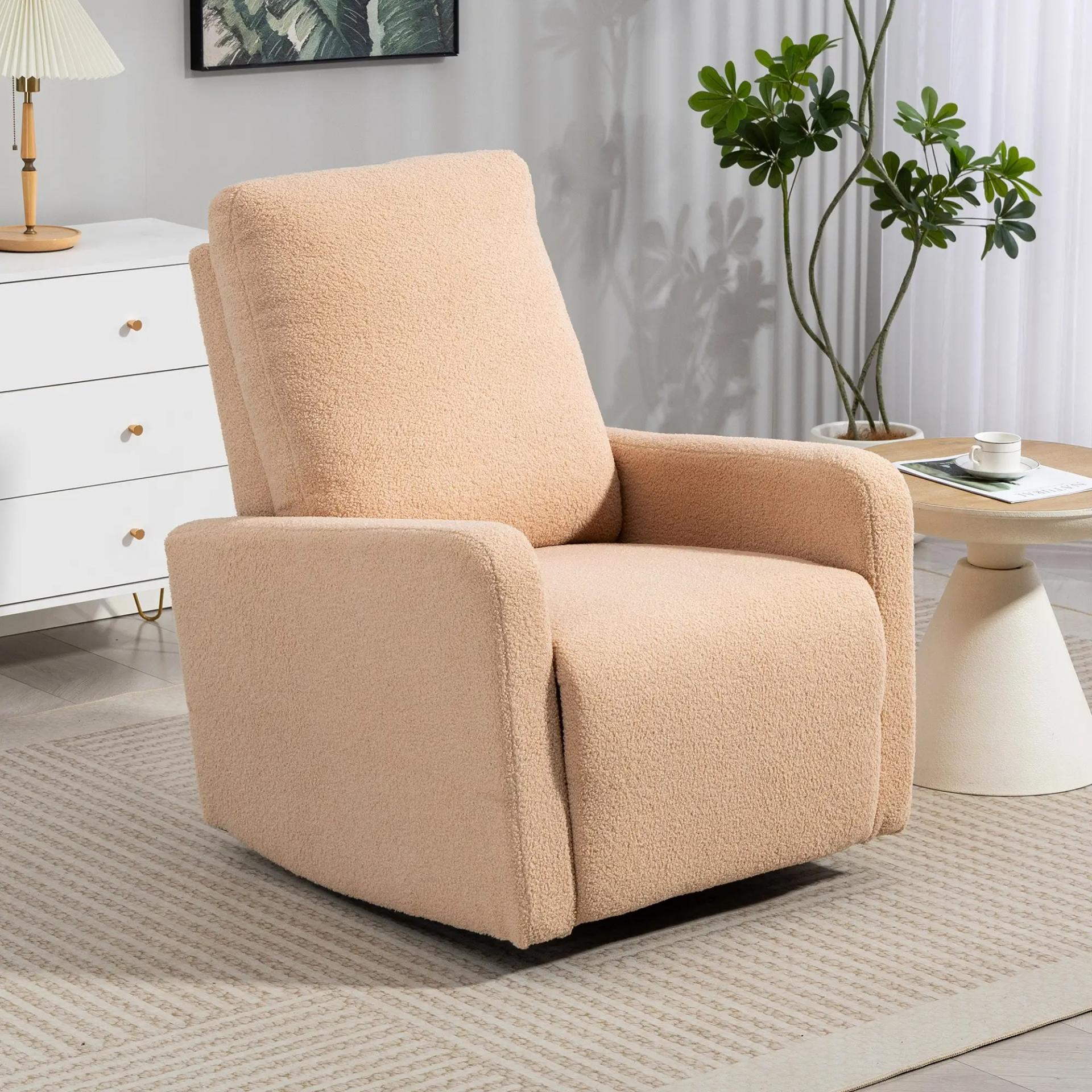 Sillón Relax Reclinable Manual hasta 135º con Reposabrazos Reposapiés Acolchado Grueso Función de Balanceo 360° Marrón