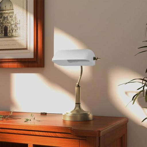 Lámpara de Escritorio Banquero con Pantalla Ajustable Interruptor Basculante para Oficina Biblioteca Blanco [5]