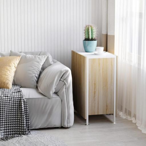 Mesa Plegable de Comedor, Mesa de Cocina Plegable, con Alas Abatibles, 4 Compartimentos, 3 Formas, Hasta 4 Personas, para Salón, Espacio Pequeño, 169x60x75 cm, Roble y Blanco [3]