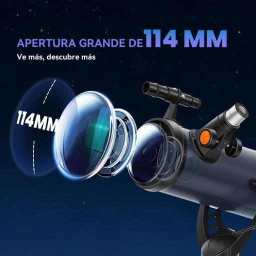 Telescopio Reflector Astronómico para Adultos y Principiantes Apertura 114 mm con Trípode Ajustable Bolsa [5]