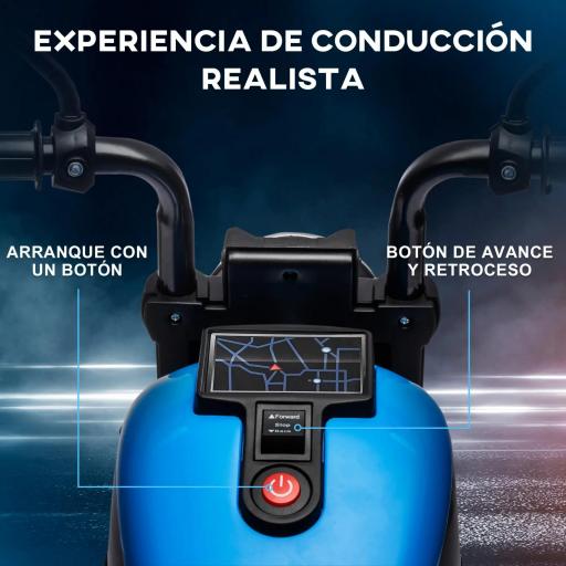 Moto Eléctrica para Niños de 18-36 Meses con Batería 6V Faro y Ruedas Auxiliares Desmontables Azul [6]
